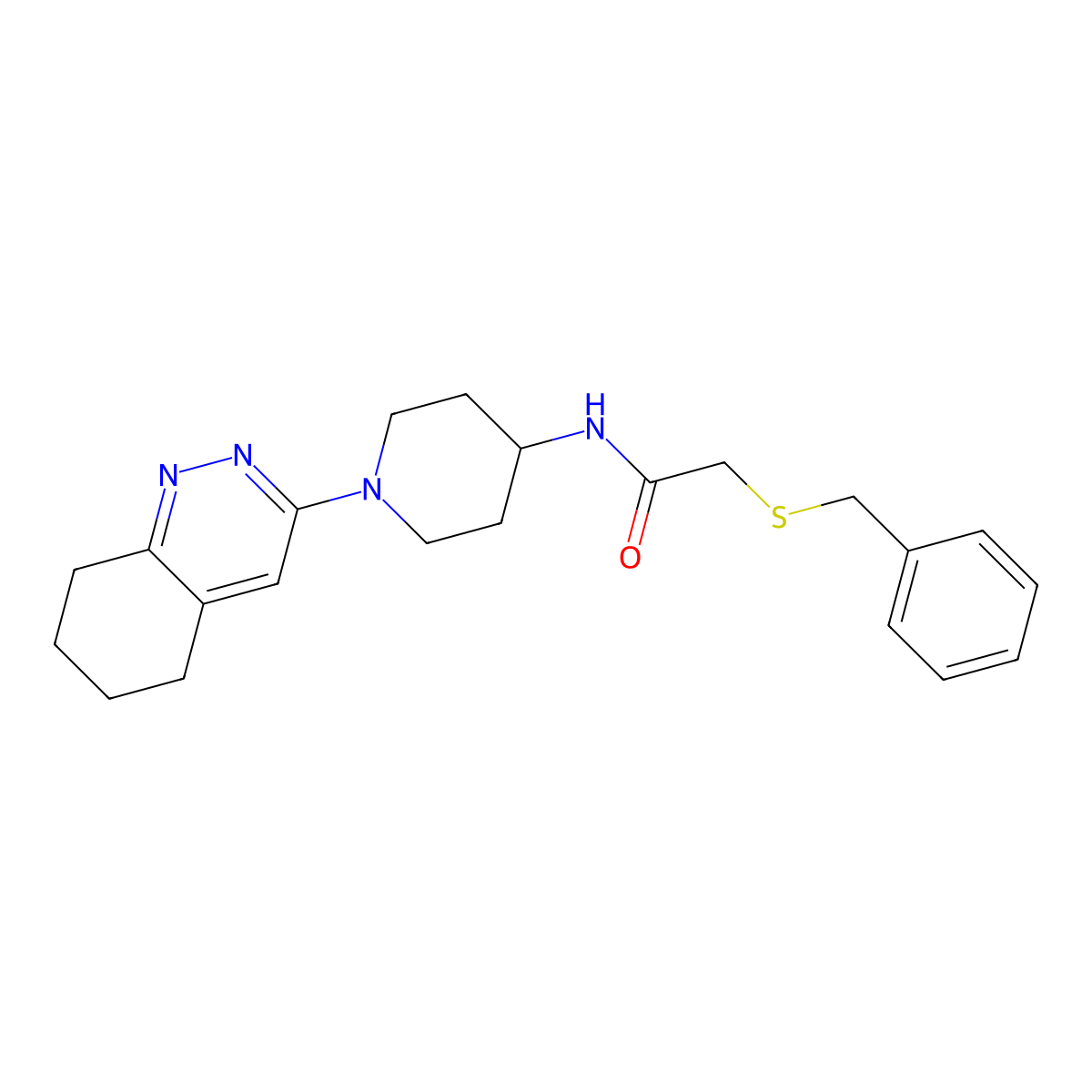 2-(benzylthio)-N-(1-(5,6,7,8-tetrahydrocinnolin-3-yl)piperidin-4-yl)acetamide molecular structure, CAS 2034371-57-6