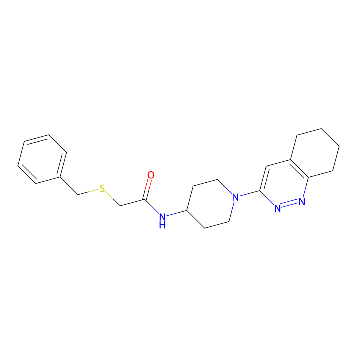 2-(benzylthio)-N-(1-(5,6,7,8-tetrahydrocinnolin-3-yl)piperidin-4-yl)acetamide molecular structure, CAS 2034371-57-6