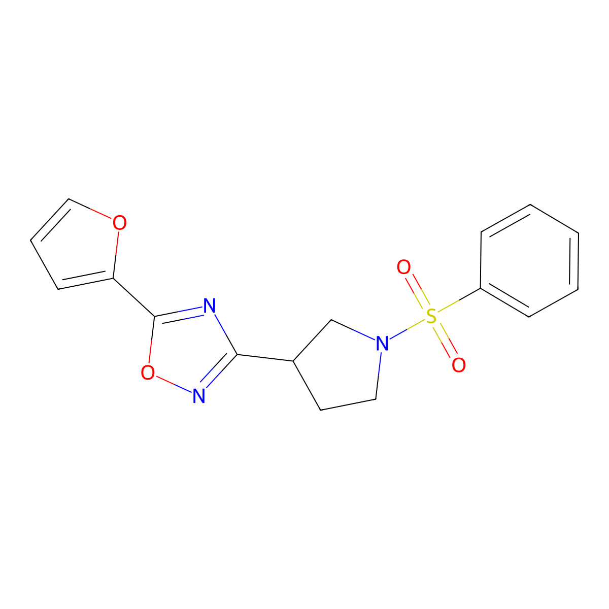 5-(Furan-2-yl)-3-(1-(phenylsulfonyl)pyrrolidin-3-yl)-1,2,4-oxadiazole molecular structure, CAS 2034371-62-3