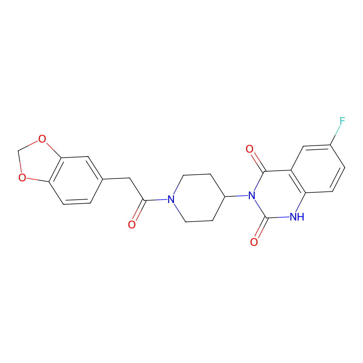 3-(1-(2-(benzo[d][1,3]dioxol-5-yl)acetyl)piperidin-4-yl)-6-fluoroquinazoline-2,4(1H,3H)-dione molecular structure, CAS 2034371-64-5