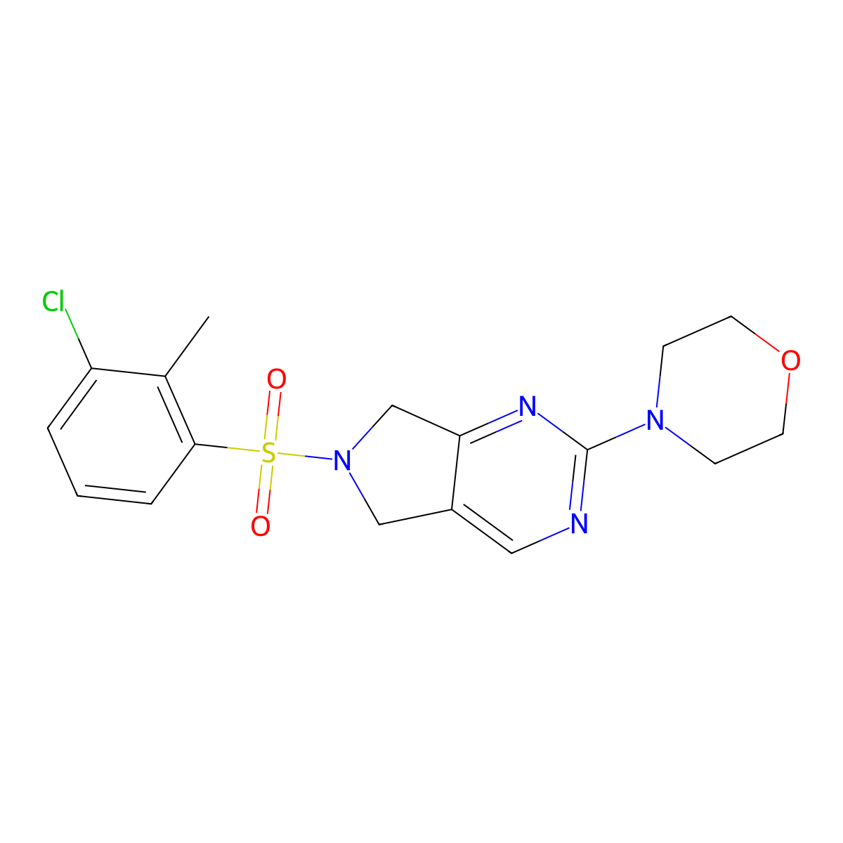 4-(6-((3-chloro-2-methylphenyl)sulfonyl)-6,7-dihydro-5H-pyrrolo[3,4-d]pyrimidin-2-yl)morpholine molecular structure, CAS 2034371-65-6