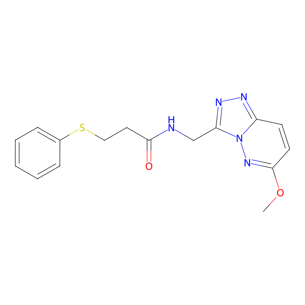 N-((6-methoxy-[1,2,4]triazolo[4,3-b]pyridazin-3-yl)methyl)-3-(phenylthio)propanamide molecular structure, CAS 2034371-66-7