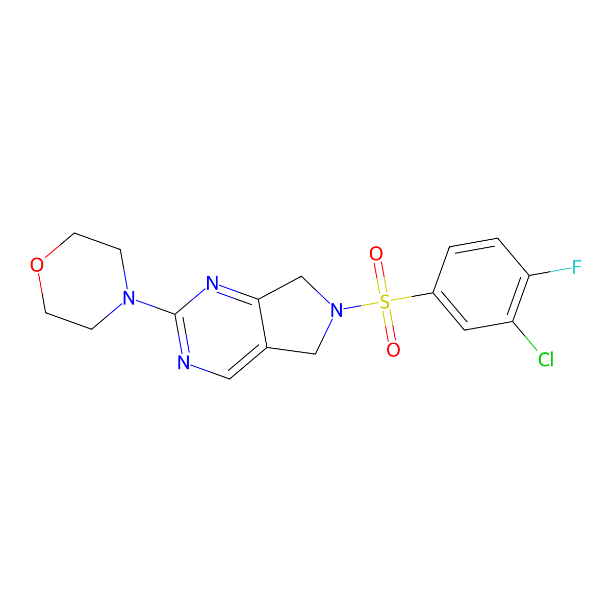 4-(6-((3-chloro-4-fluorophenyl)sulfonyl)-6,7-dihydro-5H-pyrrolo[3,4-d]pyrimidin-2-yl)morpholine molecular structure, CAS 2034371-69-0