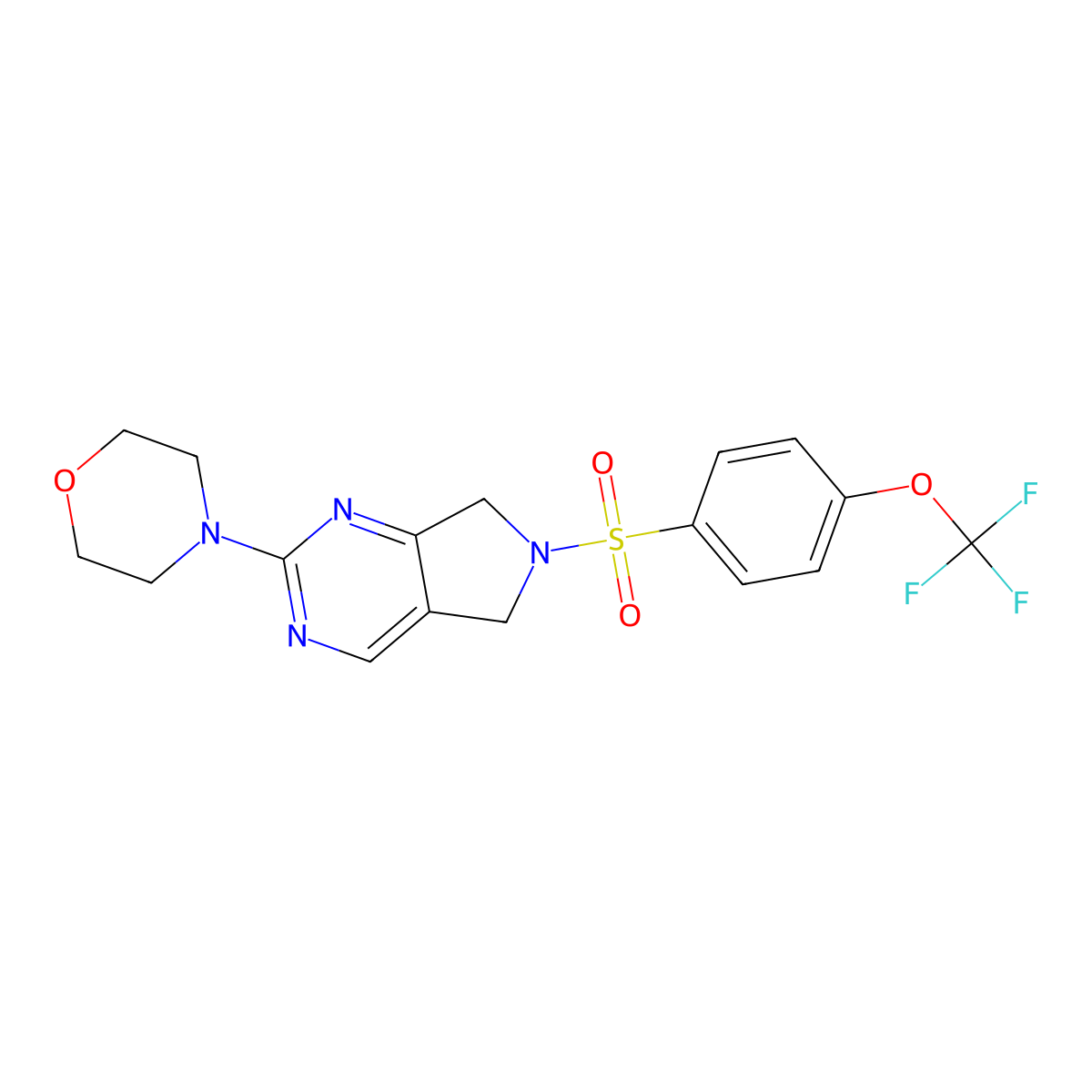 4-(6-((4-(trifluoromethoxy)phenyl)sulfonyl)-6,7-dihydro-5H-pyrrolo[3,4-d]pyrimidin-2-yl)morpholine molecular structure, CAS 2034371-70-3