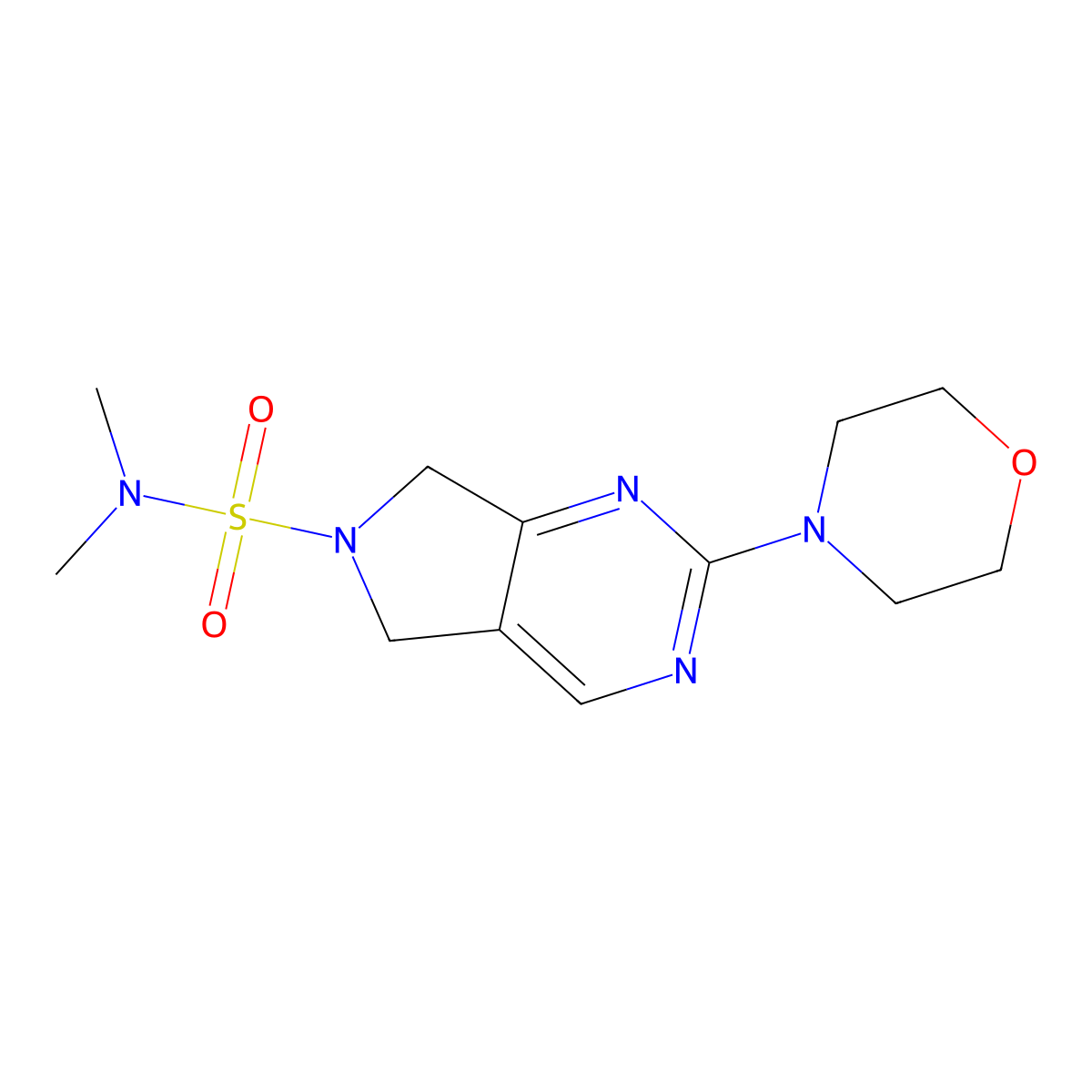N,N-dimethyl-2-morpholino-5H-pyrrolo[3,4-d]pyrimidine-6(7H)-sulfonamide molecular structure, CAS 2034371-75-8