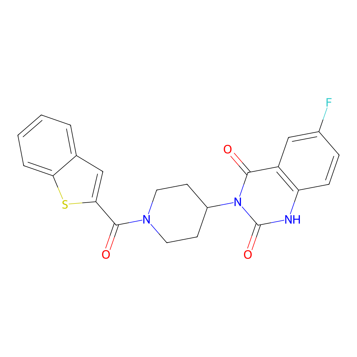 3-(1-(benzo[b]thiophene-2-carbonyl)piperidin-4-yl)-6-fluoroquinazoline-2,4(1H,3H)-dione molecular structure, CAS 2034371-81-6