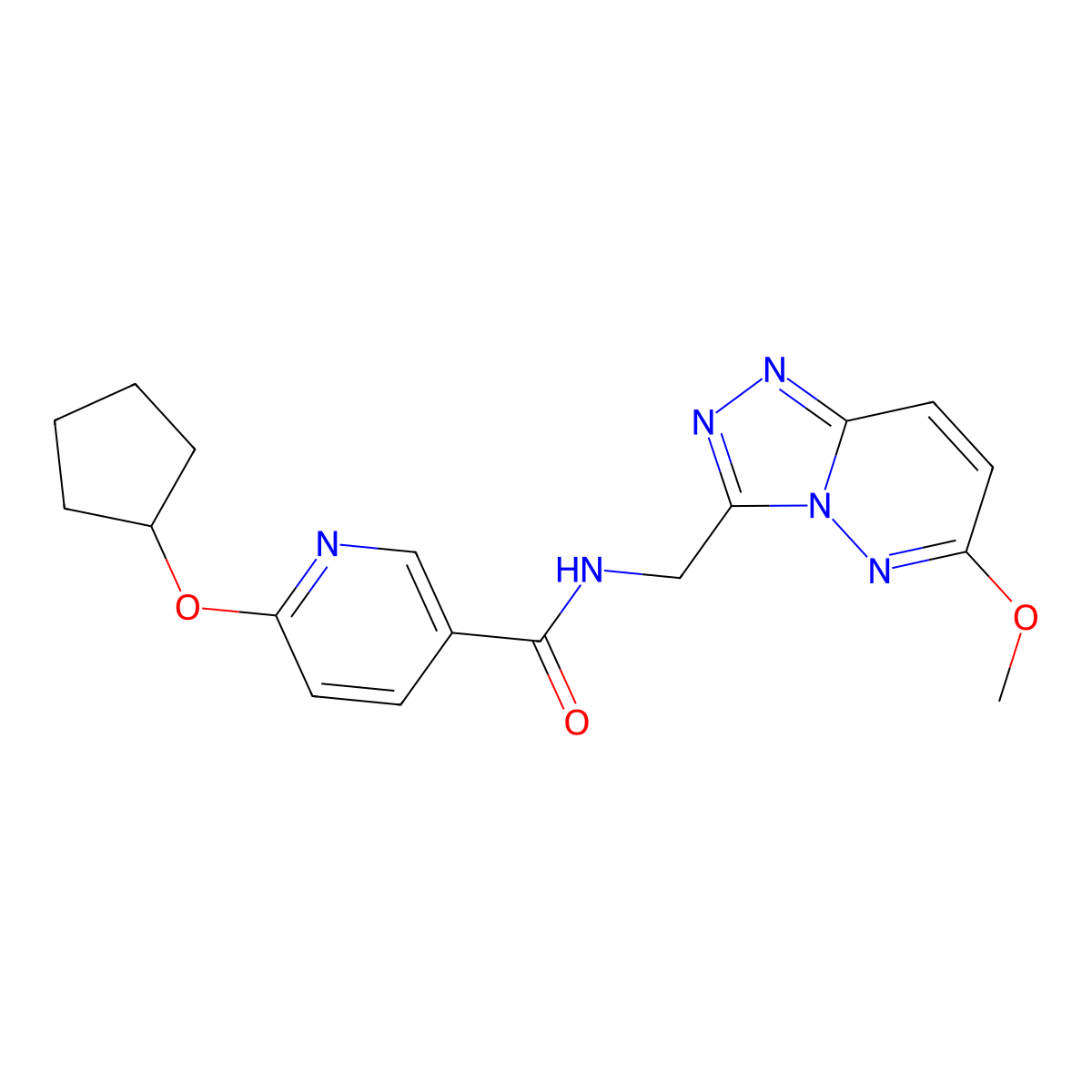 6-(cyclopentyloxy)-N-((6-methoxy-[1,2,4]triazolo[4,3-b]pyridazin-3-yl)methyl)nicotinamide molecular structure, CAS 2034371-84-9