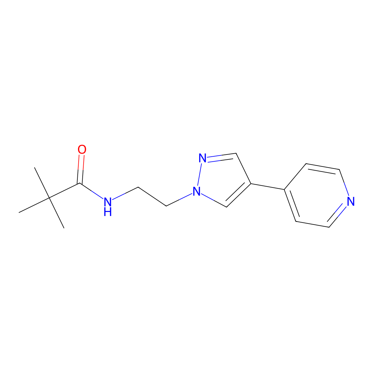 2,2-dimethyl-N-{2-[4-(pyridin-4-yl)-1H-pyrazol-1-yl]ethyl}propanamide molecular structure, CAS 2034371-87-2