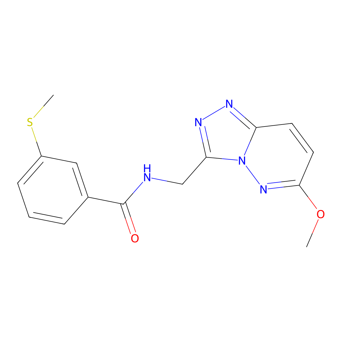 N-((6-methoxy-[1,2,4]triazolo[4,3-b]pyridazin-3-yl)methyl)-3-(methylthio)benzamide molecular structure, CAS 2034371-90-7