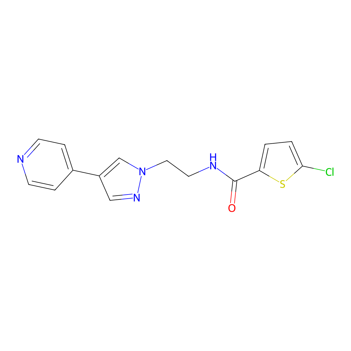 5-chloro-N-{2-[4-(pyridin-4-yl)-1H-pyrazol-1-yl]ethyl}thiophene-2-carboxamide molecular structure, CAS 2034372-08-0