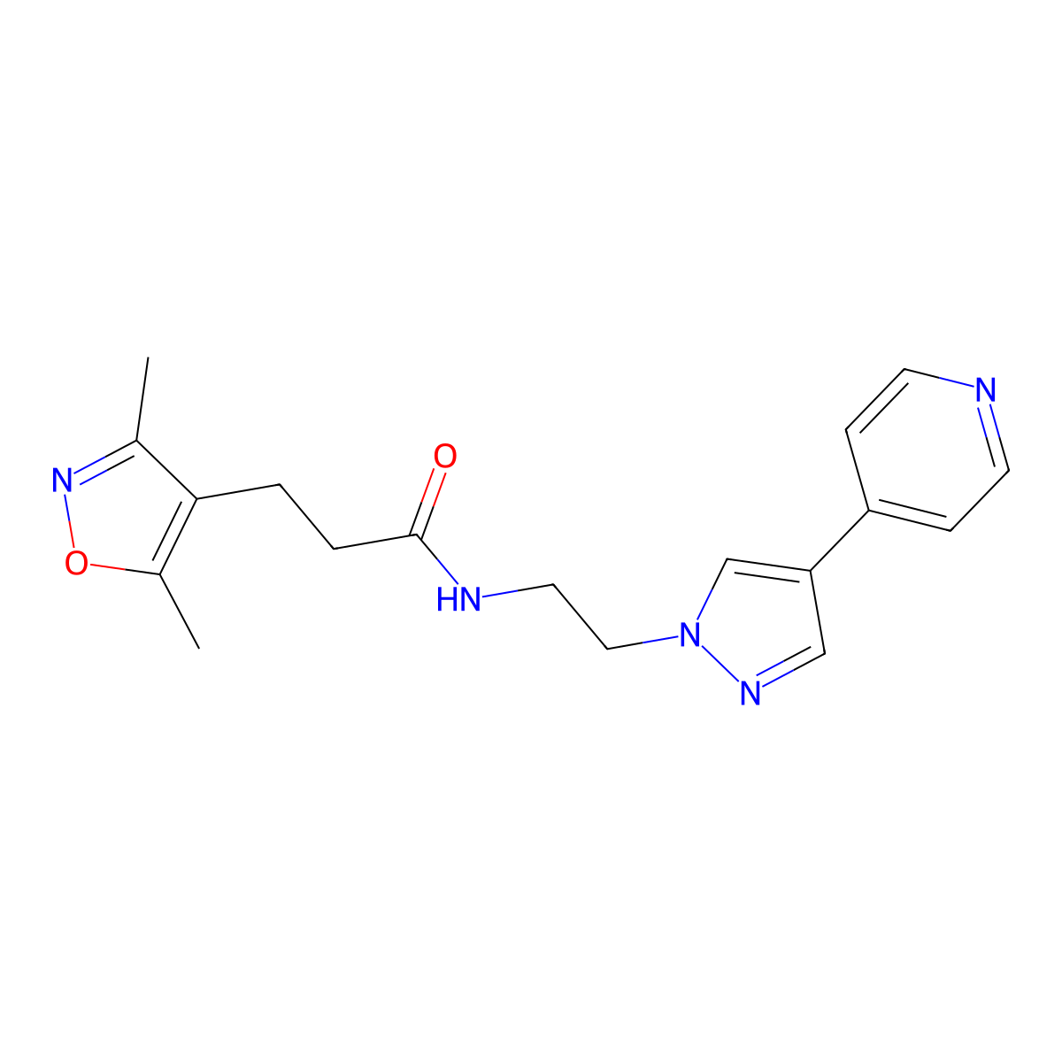 3-(3,5-dimethyl-1,2-oxazol-4-yl)-N-{2-[4-(pyridin-4-yl)-1H-pyrazol-1-yl]ethyl}propanamide molecular structure, CAS 2034372-15-9