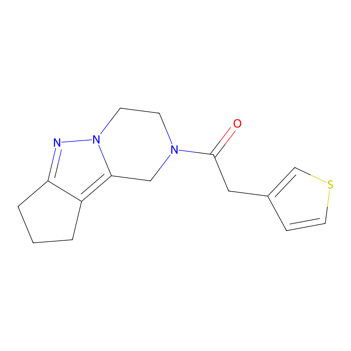2-(Thiophen-3-yl)-1-{7,8,11-triazatricyclo[6.4.0.0^{2,6}]dodeca-1,6-dien-11-yl}ethan-1-one molecular structure, CAS 2034372-25-1