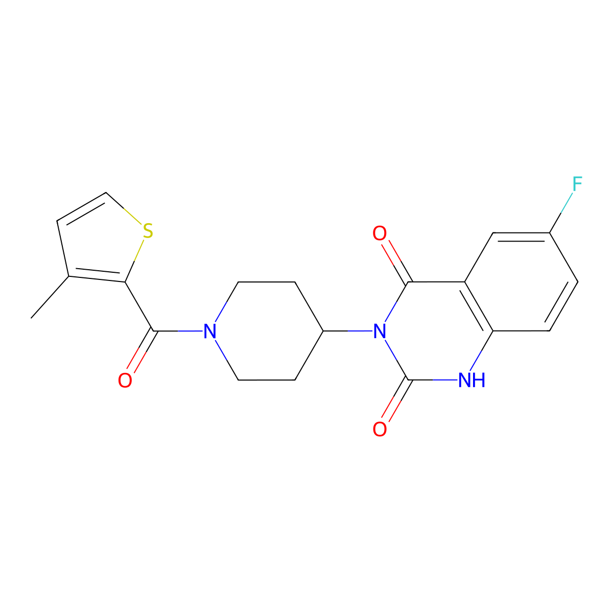 6-fluoro-3-(1-(3-methylthiophene-2-carbonyl)piperidin-4-yl)quinazoline-2,4(1H,3H)-dione molecular structure, CAS 2034372-32-0