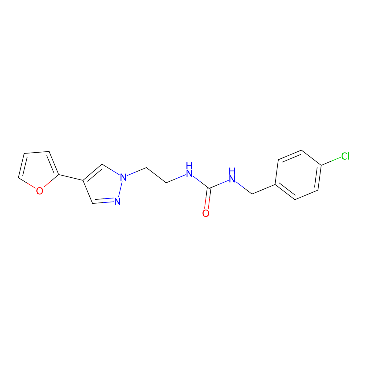 1-(4-chlorobenzyl)-3-(2-(4-(furan-2-yl)-1H-pyrazol-1-yl)ethyl)urea molecular structure, CAS 2034372-34-2