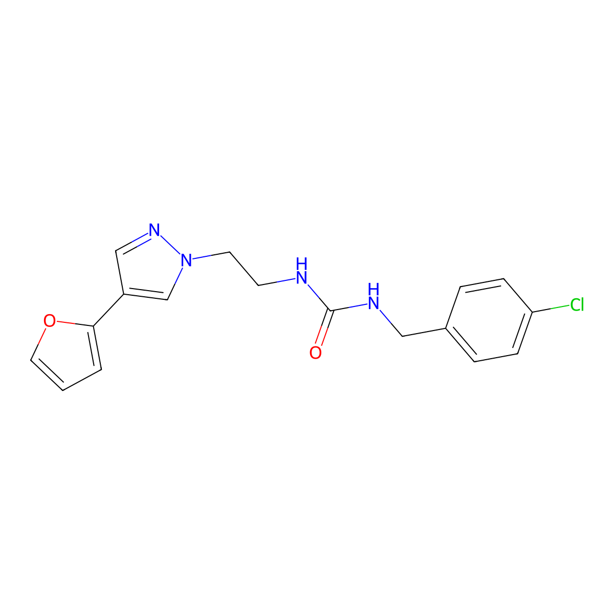 1-(4-chlorobenzyl)-3-(2-(4-(furan-2-yl)-1H-pyrazol-1-yl)ethyl)urea molecular structure, CAS 2034372-34-2