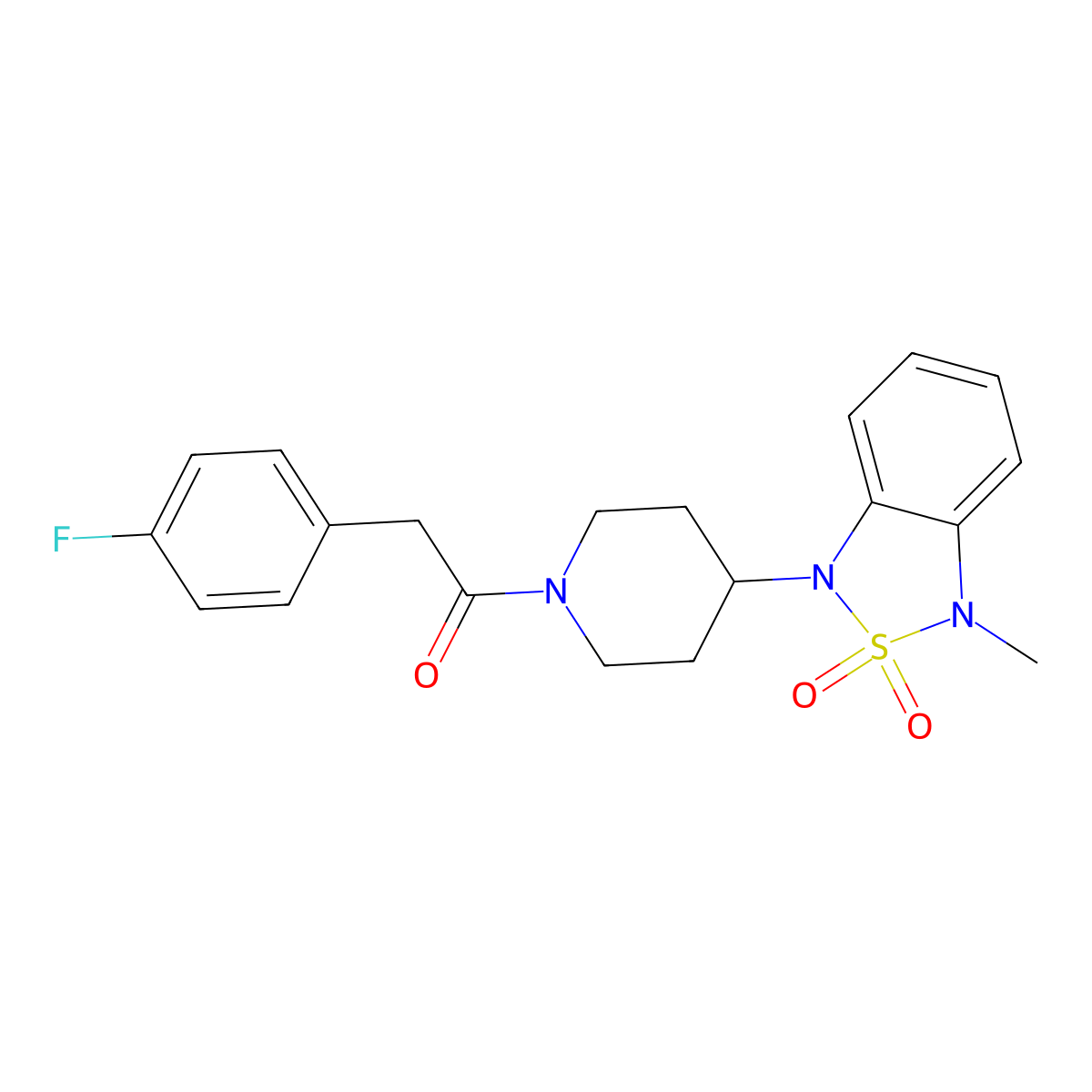 2-(4-fluorophenyl)-1-(4-(3-methyl-2,2-dioxidobenzo[c][1,2,5]thiadiazol-1(3H)-yl)piperidin-1-yl)ethanone molecular structure, CAS 2034372-37-5