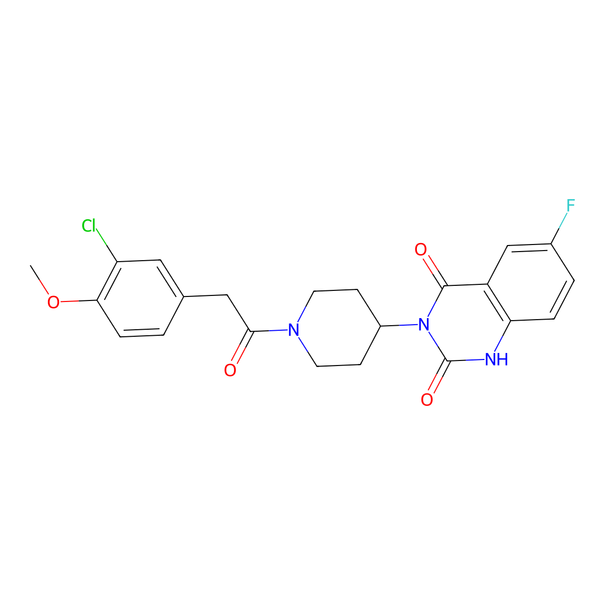 3-(1-(2-(3-chloro-4-methoxyphenyl)acetyl)piperidin-4-yl)-6-fluoroquinazoline-2,4(1H,3H)-dione molecular structure, CAS 2034372-38-6