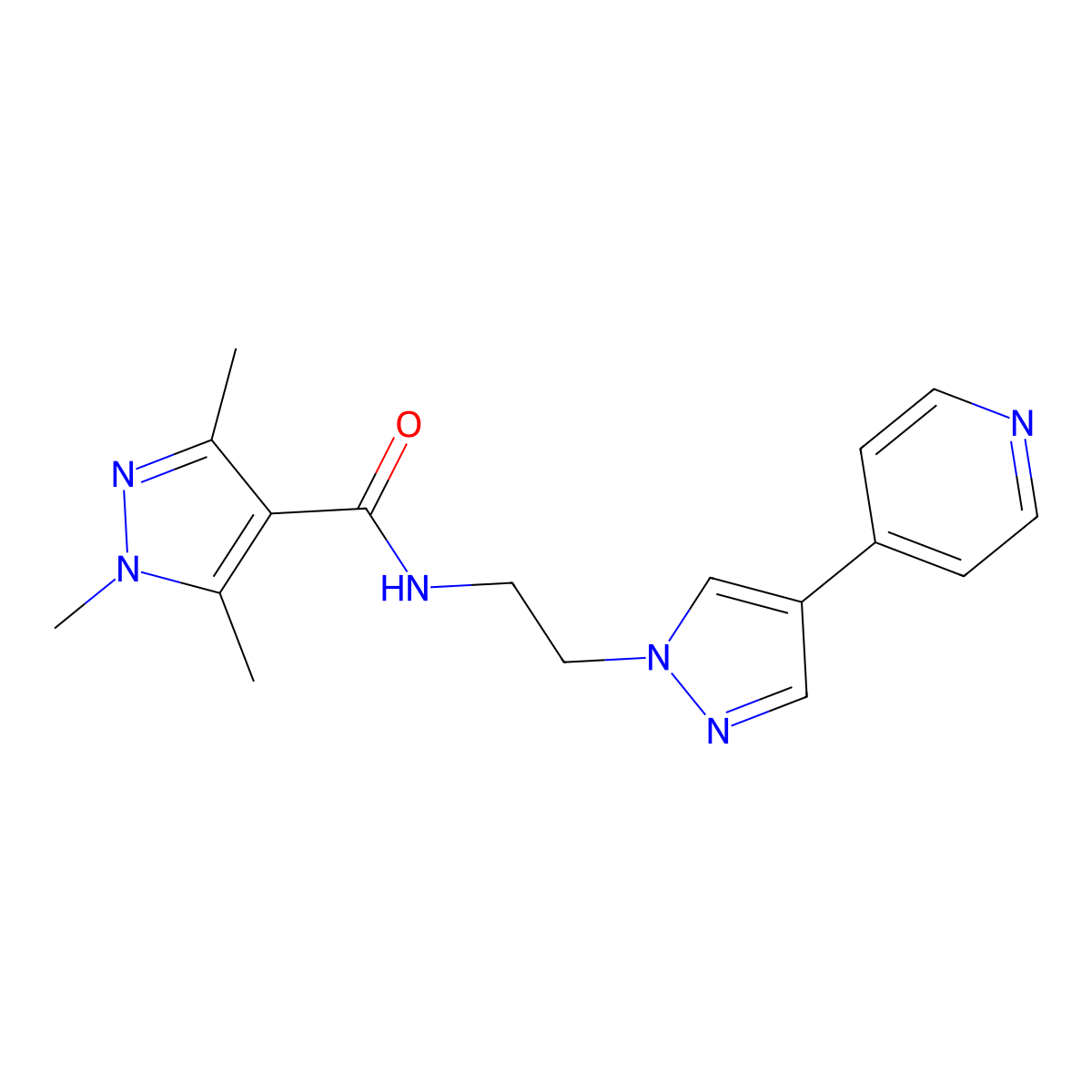 1,3,5-trimethyl-N-{2-[4-(pyridin-4-yl)-1H-pyrazol-1-yl]ethyl}-1H-pyrazole-4-carboxamide molecular structure, CAS 2034372-39-7