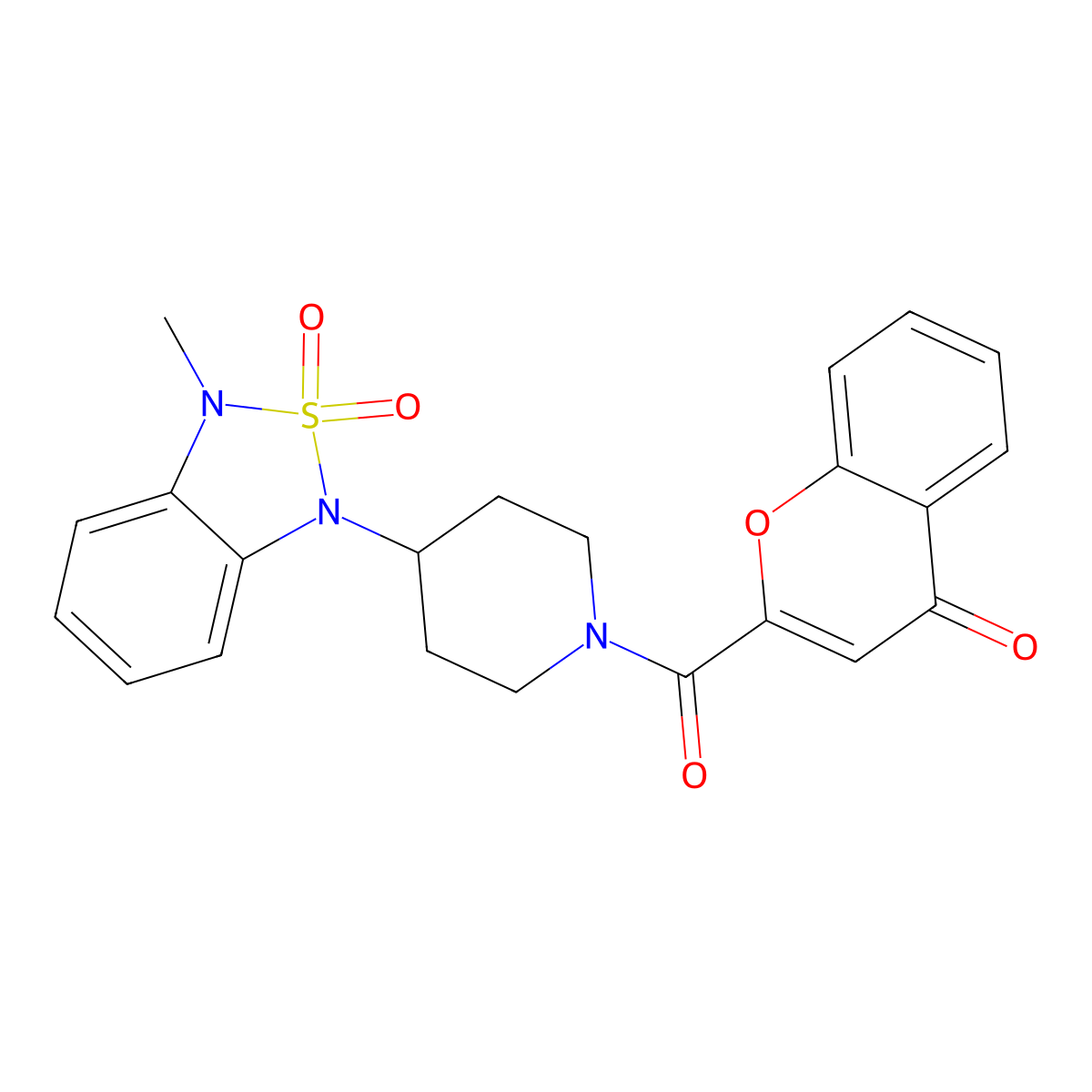 2-(4-(3-methyl-2,2-dioxidobenzo[c][1,2,5]thiadiazol-1(3H)-yl)piperidine-1-carbonyl)-4H-chromen-4-one molecular structure, CAS 2034372-44-4