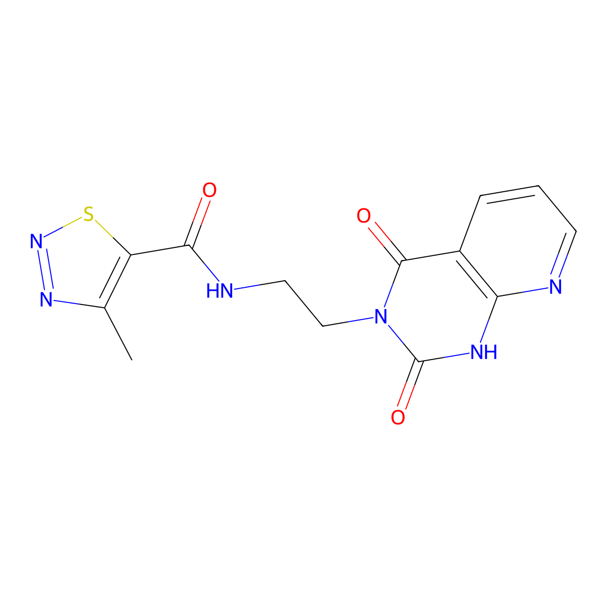 N-(2-(2,4-dioxo-1,2-dihydropyrido[2,3-d]pyrimidin-3(4H)-yl)ethyl)-4-methyl-1,2,3-thiadiazole-5-carboxamide molecular structure, CAS 2034372-45-5