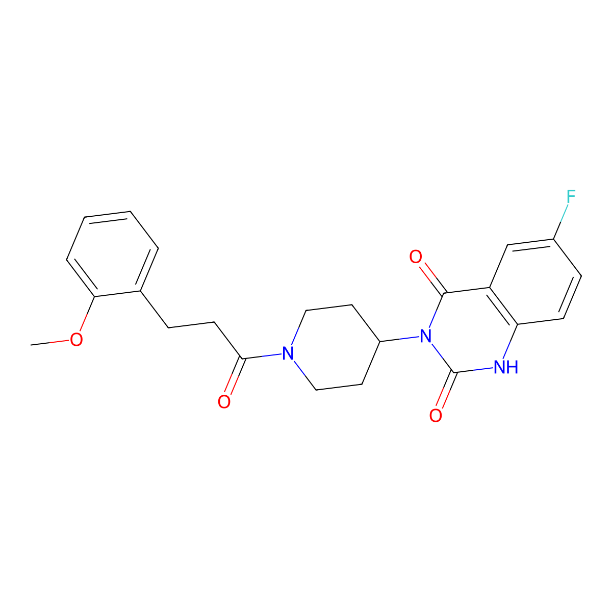 6-fluoro-3-(1-(3-(2-methoxyphenyl)propanoyl)piperidin-4-yl)quinazoline-2,4(1H,3H)-dione molecular structure, CAS 2034372-49-9