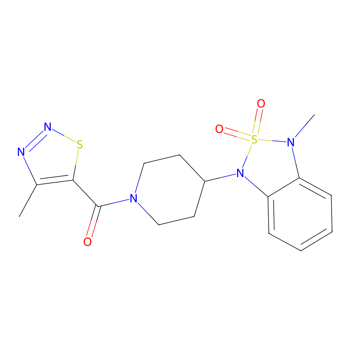 (4-methyl-1,2,3-thiadiazol-5-yl)(4-(3-methyl-2,2-dioxidobenzo[c][1,2,5]thiadiazol-1(3H)-yl)piperidin-1-yl)methanone molecular structure, CAS 2034372-54-6