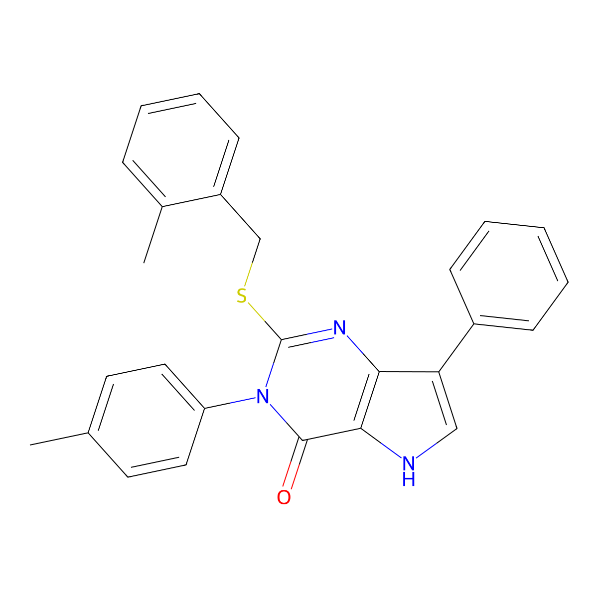 2-((2-methylbenzyl)thio)-7-phenyl-3-(p-tolyl)-3H-pyrrolo[3,2-d]pyrimidin-4(5H)-one molecular structure, CAS 2034372-59-1