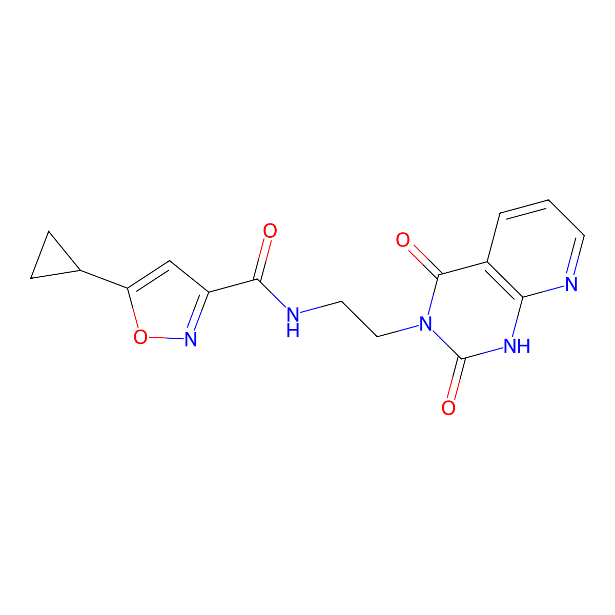 5-cyclopropyl-N-(2-(2,4-dioxo-1,2-dihydropyrido[2,3-d]pyrimidin-3(4H)-yl)ethyl)isoxazole-3-carboxamide molecular structure, CAS 2034372-63-7