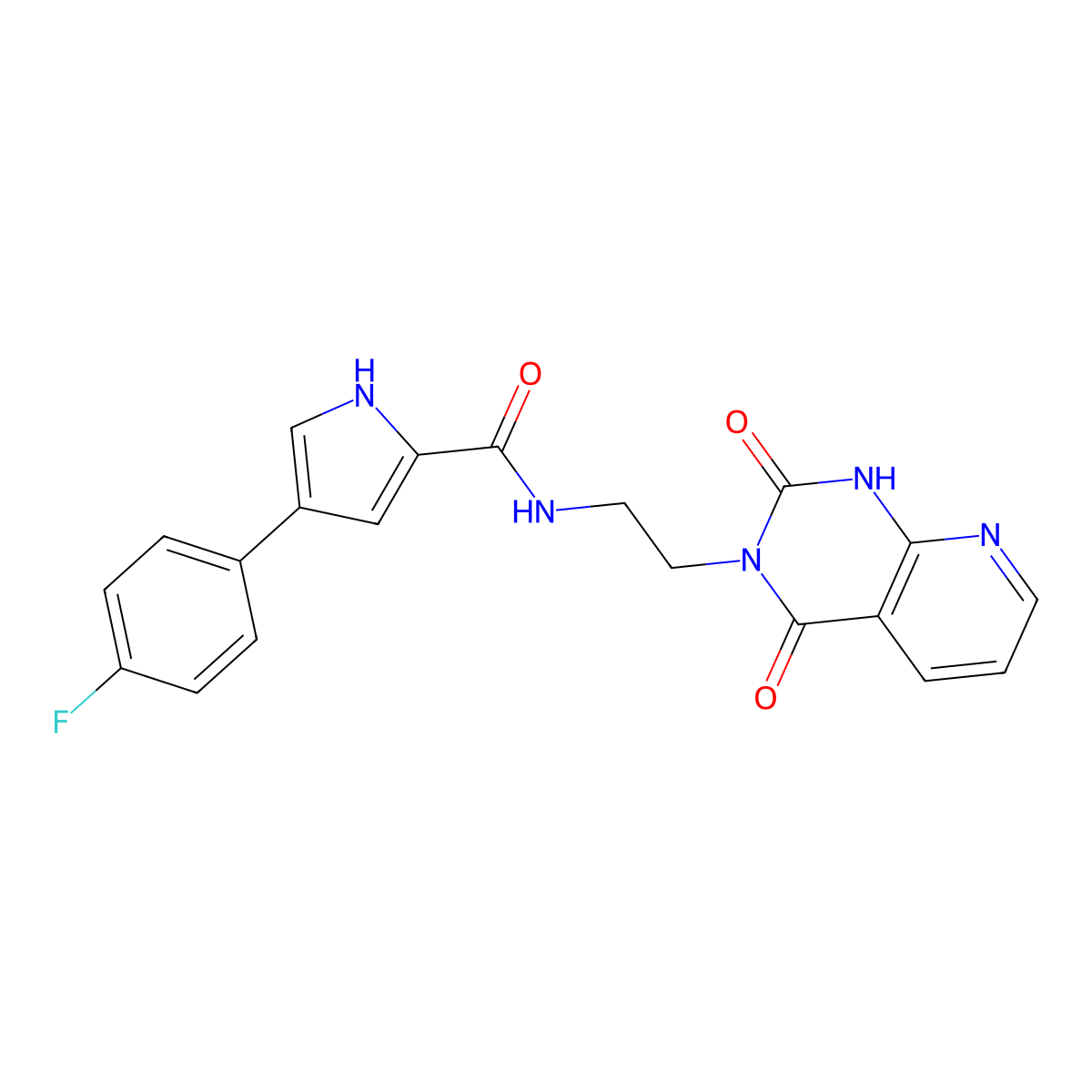 N-(2-{2,4-dioxo-1H,2H,3H,4H-pyrido[2,3-d]pyrimidin-3-yl}ethyl)-4-(4-fluorophenyl)-1H-pyrrole-2-carboxamide molecular structure, CAS 2034372-66-0