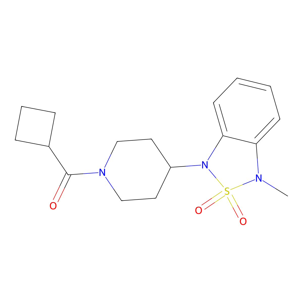 cyclobutyl(4-(3-methyl-2,2-dioxidobenzo[c][1,2,5]thiadiazol-1(3H)-yl)piperidin-1-yl)methanone molecular structure, CAS 2034372-67-1