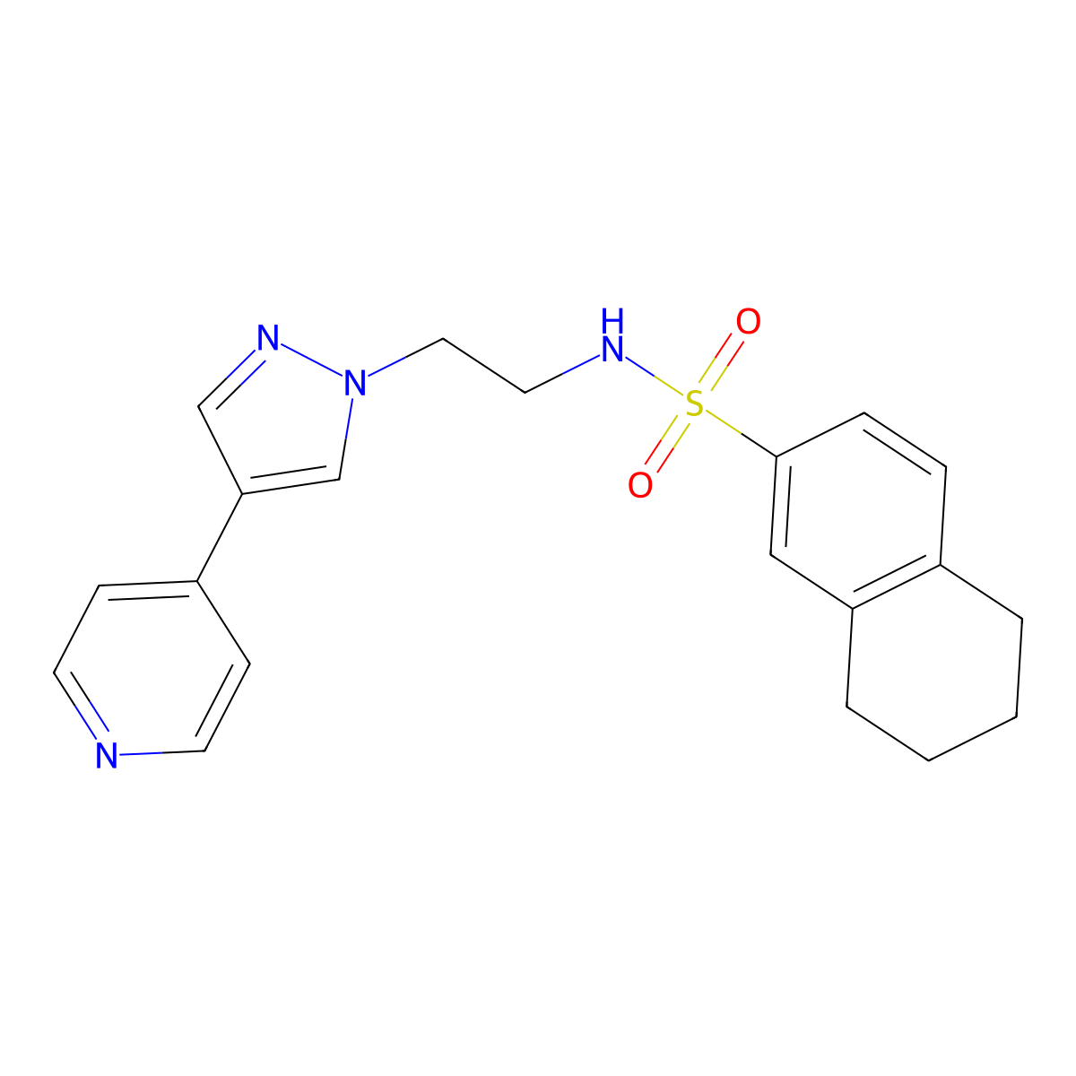 N-{2-[4-(pyridin-4-yl)-1H-pyrazol-1-yl]ethyl}-5,6,7,8-tetrahydronaphthalene-2-sulfonamide molecular structure, CAS 2034372-73-9