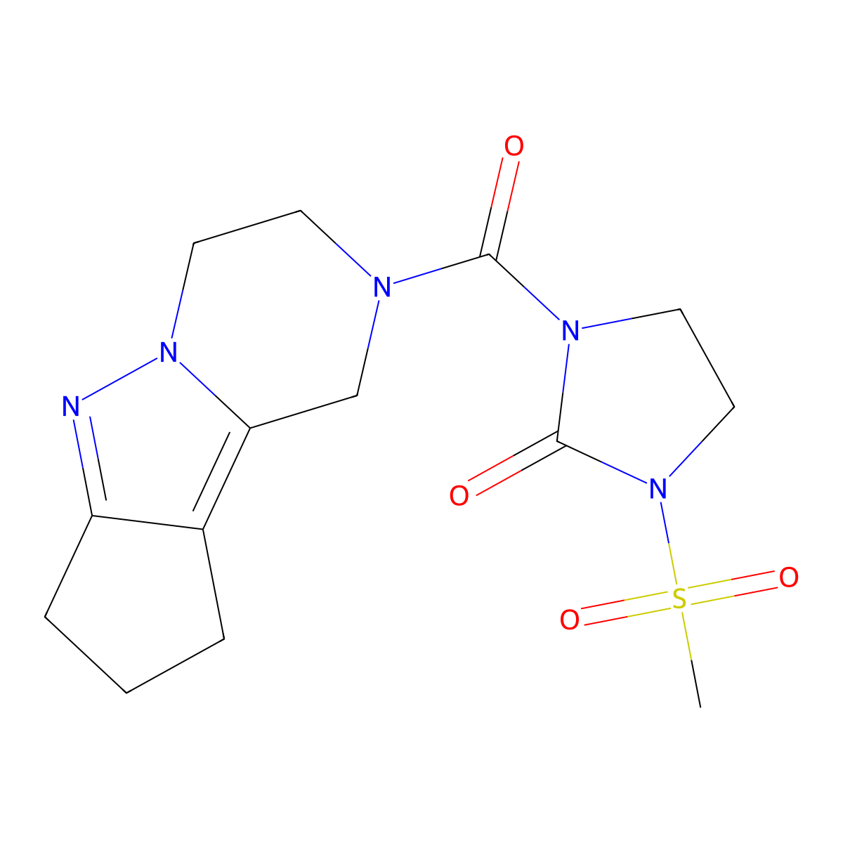 1-Methanesulfonyl-3-{7,8,11-triazatricyclo[6.4.0.0^{2,6}]dodeca-1,6-diene-11-carbonyl}imidazolidin-2-one molecular structure, CAS 2034372-74-0