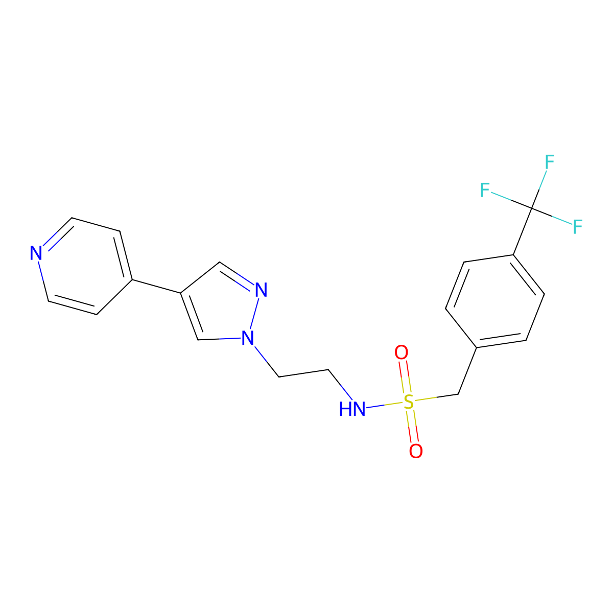 N-{2-[4-(pyridin-4-yl)-1H-pyrazol-1-yl]ethyl}-1-[4-(trifluoromethyl)phenyl]methanesulfonamide molecular structure, CAS 2034372-78-4