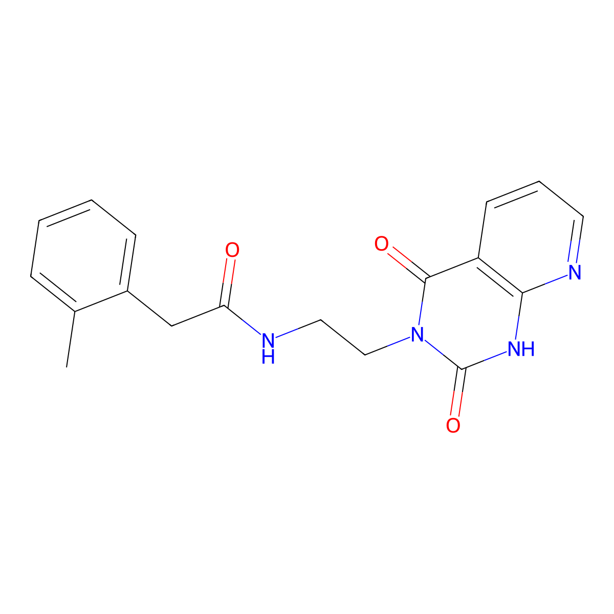 N-(2-(2,4-dioxo-1,2-dihydropyrido[2,3-d]pyrimidin-3(4H)-yl)ethyl)-2-(o-tolyl)acetamide molecular structure, CAS 2034372-82-0