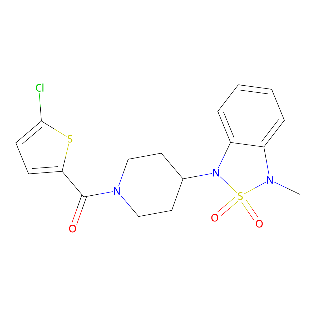 (5-chlorothiophen-2-yl)(4-(3-methyl-2,2-dioxidobenzo[c][1,2,5]thiadiazol-1(3H)-yl)piperidin-1-yl)methanone molecular structure, CAS 2034372-83-1