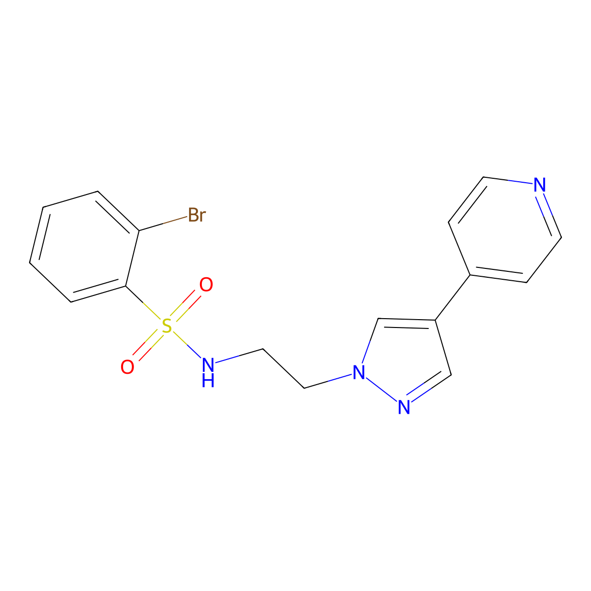2-bromo-N-{2-[4-(pyridin-4-yl)-1H-pyrazol-1-yl]ethyl}benzene-1-sulfonamide molecular structure, CAS 2034372-94-4