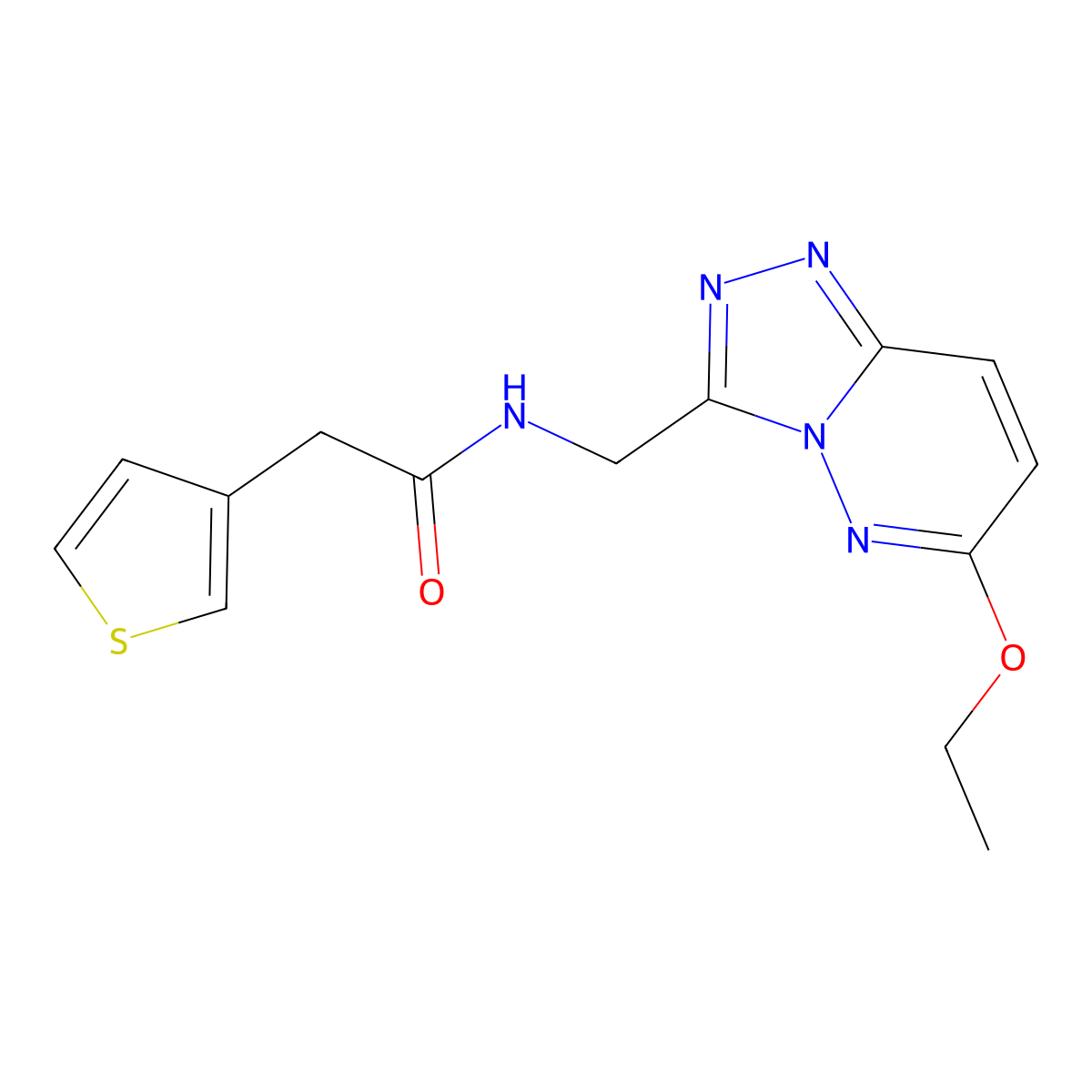 N-((6-ethoxy-[1,2,4]triazolo[4,3-b]pyridazin-3-yl)methyl)-2-(thiophen-3-yl)acetamide molecular structure, CAS 2034372-96-6