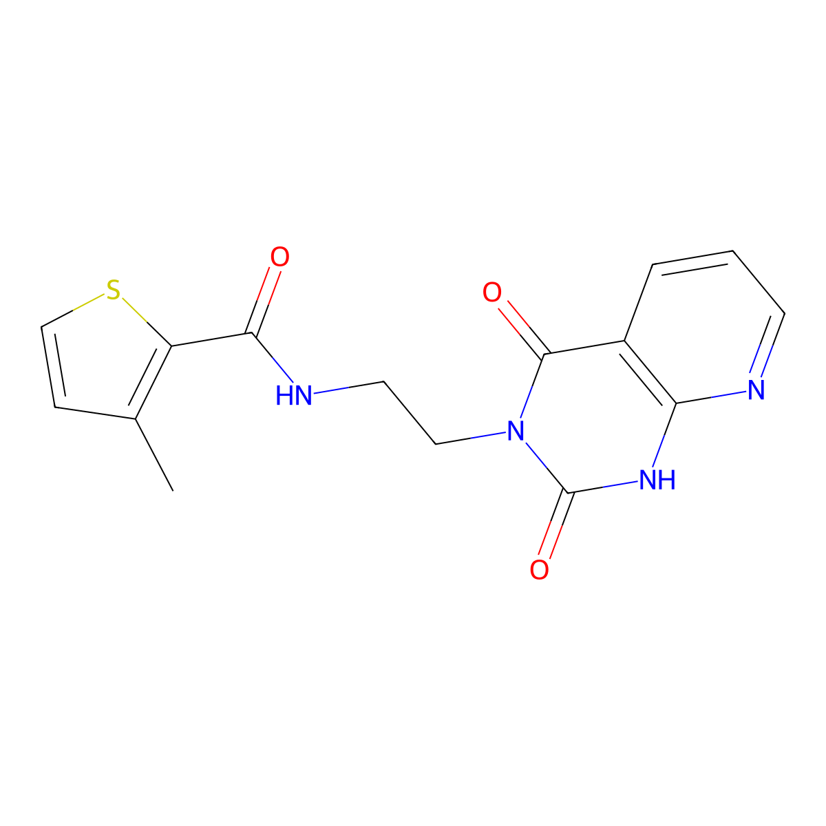 N-(2-(2,4-dioxo-1,2-dihydropyrido[2,3-d]pyrimidin-3(4H)-yl)ethyl)-3-methylthiophene-2-carboxamide molecular structure, CAS 2034373-05-0