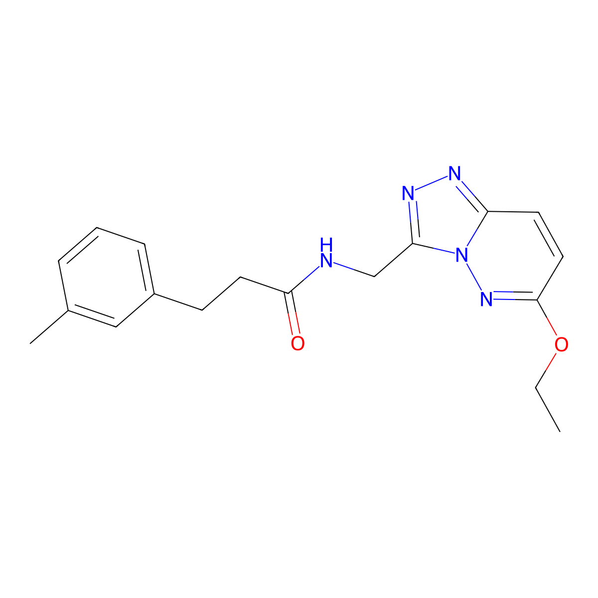 N-((6-ethoxy-[1,2,4]triazolo[4,3-b]pyridazin-3-yl)methyl)-3-(m-tolyl)propanamide molecular structure, CAS 2034373-10-7
