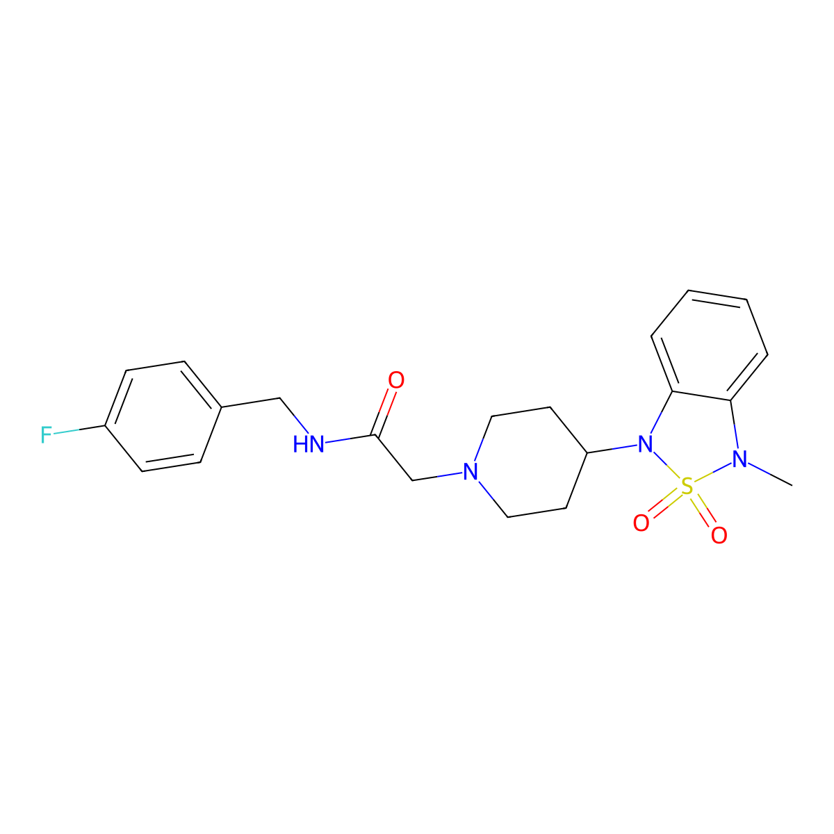 N-(4-fluorobenzyl)-2-(4-(3-methyl-2,2-dioxidobenzo[c][1,2,5]thiadiazol-1(3H)-yl)piperidin-1-yl)acetamide molecular structure, CAS 2034373-13-0