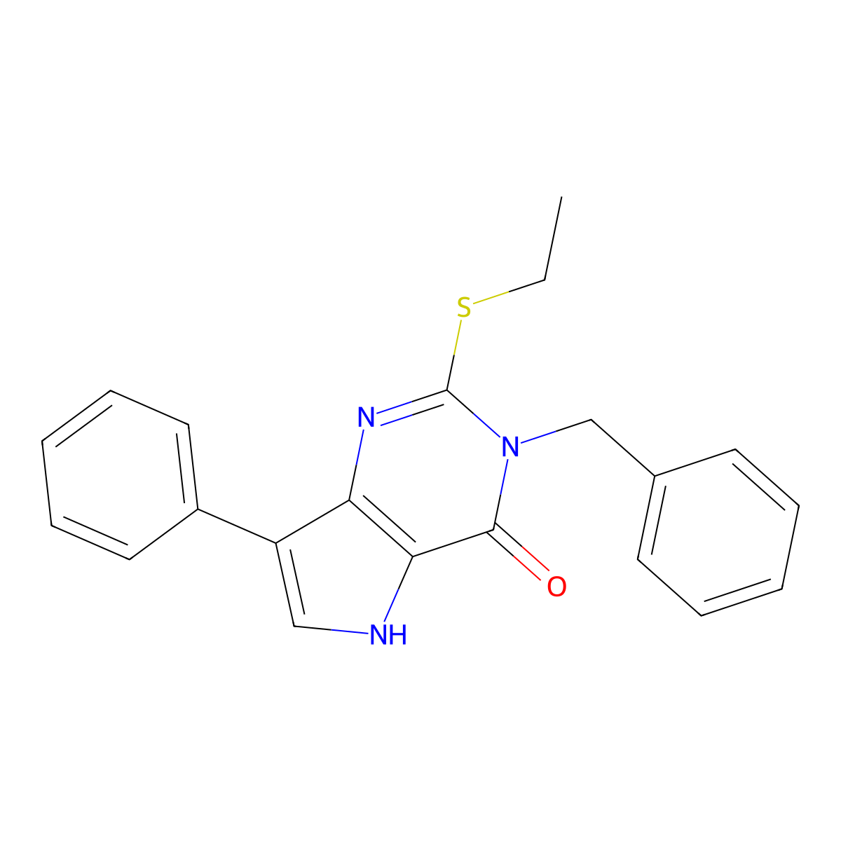 3-benzyl-2-(ethylthio)-7-phenyl-3H-pyrrolo[3,2-d]pyrimidin-4(5H)-one molecular structure, CAS 2034373-18-5