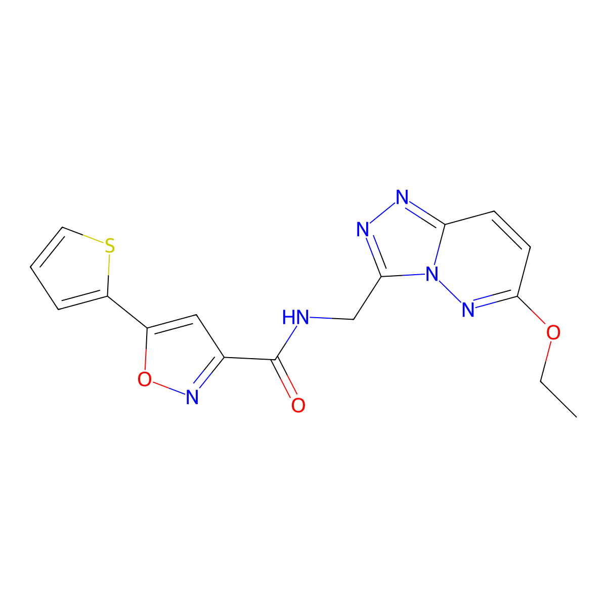N-((6-ethoxy-[1,2,4]triazolo[4,3-b]pyridazin-3-yl)methyl)-5-(thiophen-2-yl)isoxazole-3-carboxamide molecular structure, CAS 2034373-20-9
