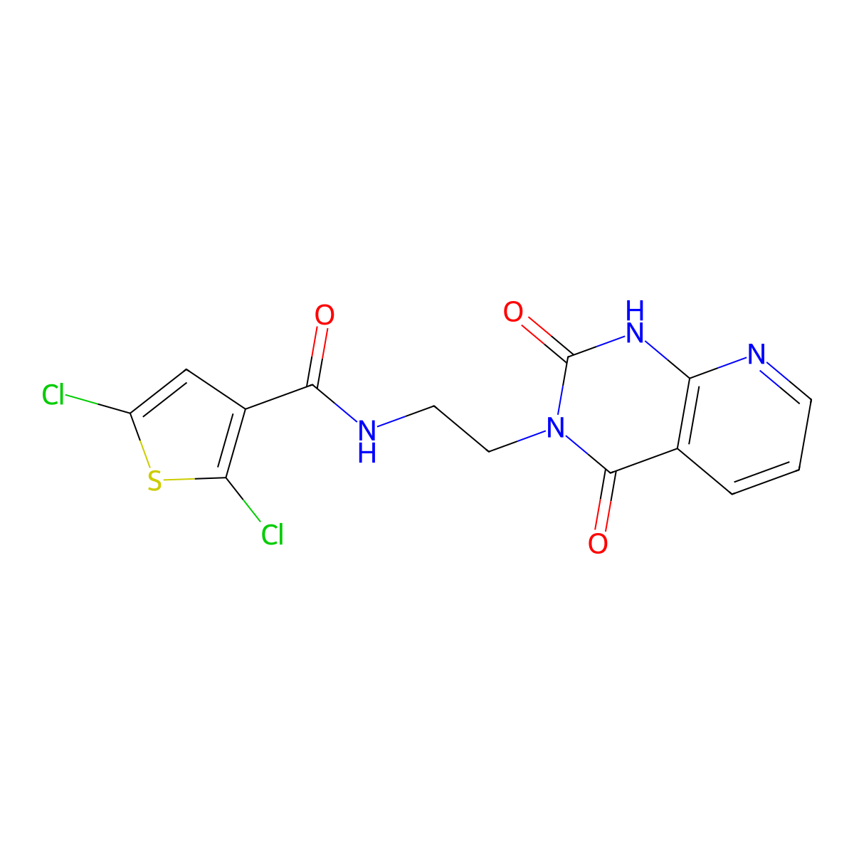 2,5-dichloro-N-(2-{2,4-dioxo-1H,2H,3H,4H-pyrido[2,3-d]pyrimidin-3-yl}ethyl)thiophene-3-carboxamide molecular structure, CAS 2034373-26-5
