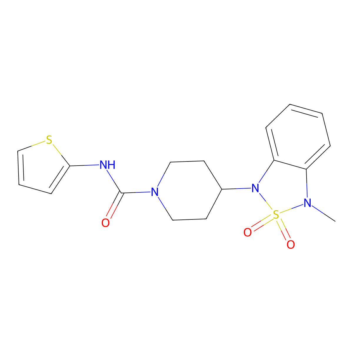 4-(3-methyl-2,2-dioxidobenzo[c][1,2,5]thiadiazol-1(3H)-yl)-N-(thiophen-2-yl)piperidine-1-carboxamide molecular structure, CAS 2034373-38-9