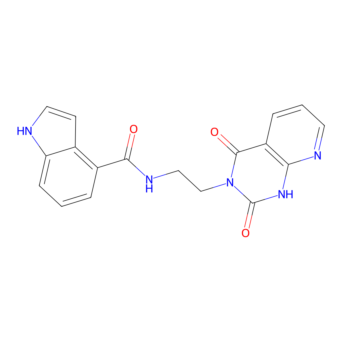 N-(2-(2,4-dioxo-1,2-dihydropyrido[2,3-d]pyrimidin-3(4H)-yl)ethyl)-1H-indole-4-carboxamide molecular structure, CAS 2034373-43-6