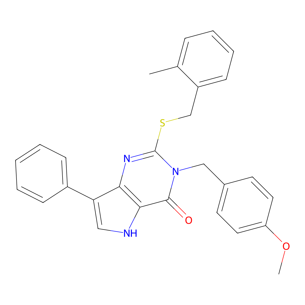 3-(4-methoxybenzyl)-2-((2-methylbenzyl)thio)-7-phenyl-3H-pyrrolo[3,2-d]pyrimidin-4(5H)-one molecular structure, CAS 2034373-45-8