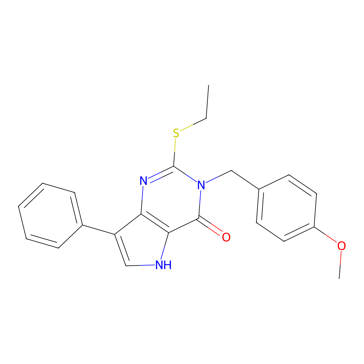 2-(ethylthio)-3-(4-methoxybenzyl)-7-phenyl-3H-pyrrolo[3,2-d]pyrimidin-4(5H)-one molecular structure, CAS 2034373-61-8