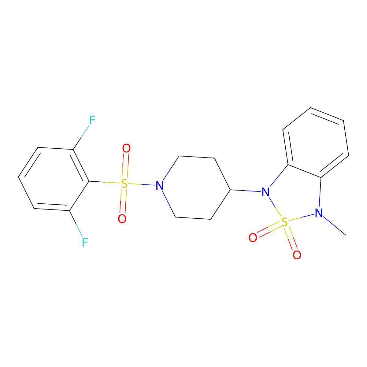 1-(1-((2,6-Difluorophenyl)sulfonyl)piperidin-4-yl)-3-methyl-1,3-dihydrobenzo[c][1,2,5]thiadiazole 2,2-dioxide molecular structure, CAS 2034373-65-2