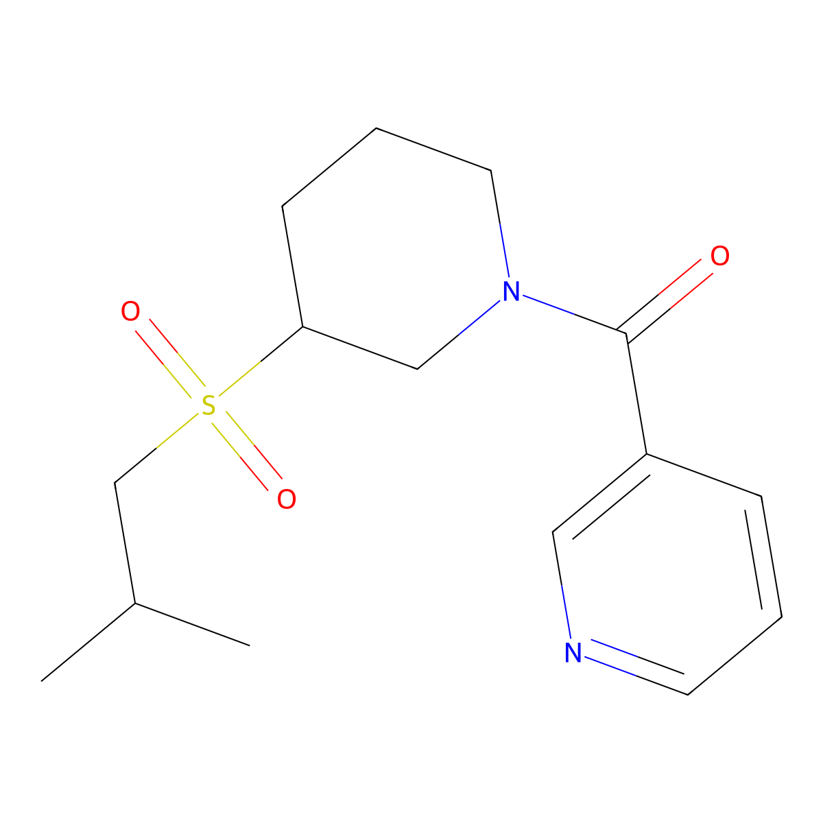 (3-(Isobutylsulfonyl)piperidin-1-yl)(pyridin-3-yl)methanone molecular structure, CAS 2034373-69-6