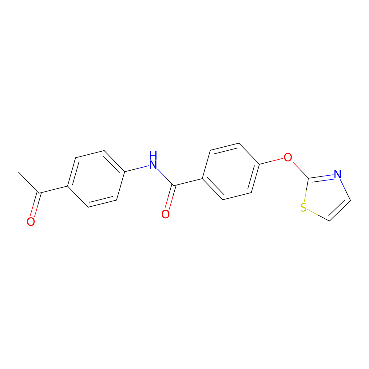 N-(4-acetylphenyl)-4-(thiazol-2-yloxy)benzamide molecular structure, CAS 2034373-72-1